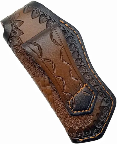 Vista 5 de Funda plegable de cuero de 5 pulgadas para cuchillos Buck 110, funda para cuchillos, fundas para cuchillos (marrón oscuro)