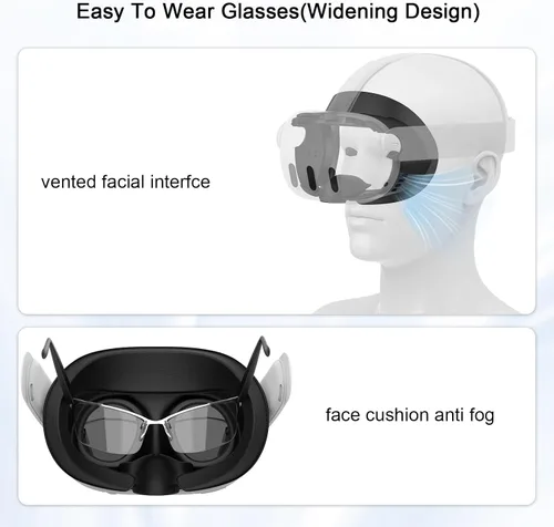 Vista 4 de UPOK Face Pad Cover Facial Interface for MetaOculus Quest 3 Headset -Accessories Thicken Foam Leather Face Cushion 2Pcs With Rigid Adjustable Vented