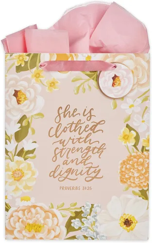 Vista 33 de Christian Art Gifts Bolsa de regalo grande de las Escrituras de Paisaje con tarjeta de felicitación y juego de papel de seda para niños: cada