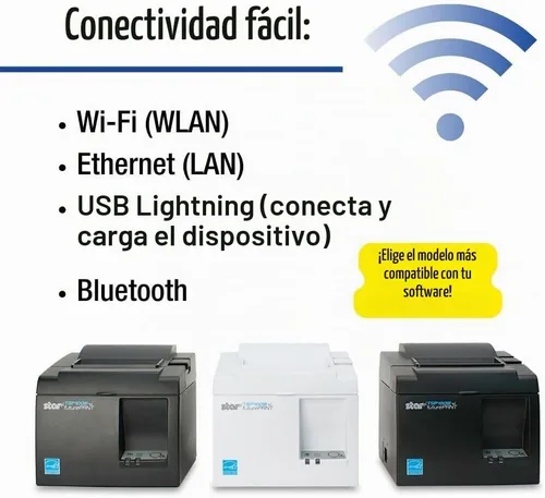 Vista 5 de Star Micronics TSP143IIIBi Impresora térmica de recibos Bluetooth para iOS, Android y Windows con cortador automático y fuente de alimentación Gris