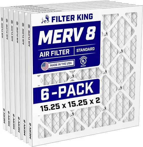 Vista 123 de Filter King Filtro de aire 6x12.25x1 Paquete de 6 Filtros plisados MERV 8 HVAC para horno A/C HECHO EN EE. UU. Tamaño real: 6 x 12.25 x .75