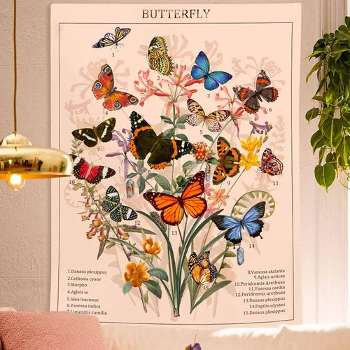 Vista 19 de Accnicc Tapiz bohemio con mandala floral para dormitorio, tapiz de pared con flores bohemias, pequeño, acuarela, azul, blanco, hippie, indio