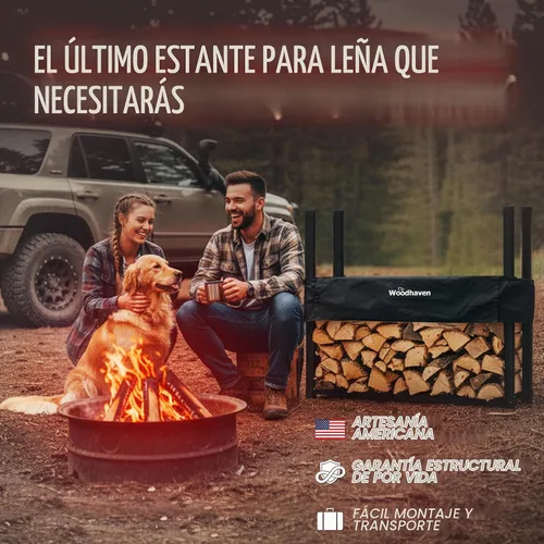 Vista 3 de The Woodhaven, estante de cuatro patas para leños con cubierta