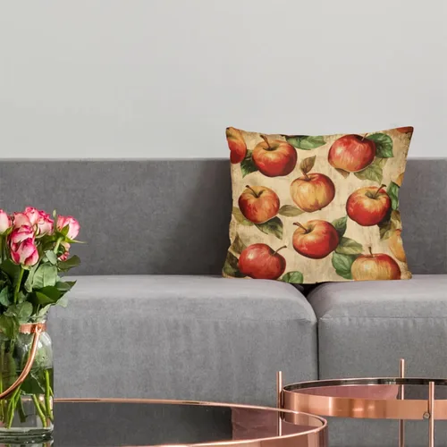 Vista 4 de Fundas de almohada vintage con manzanas y frutas marrones, fundas de cojín cuadradas para sofá, dormitorio, sala de estar, 16 x 16 pulgadas