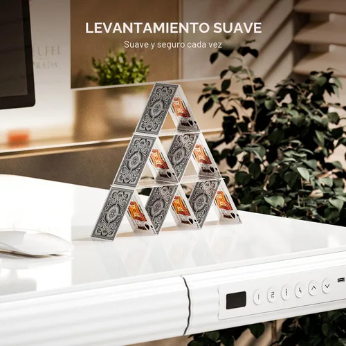 Vista 9 de FLEXISPOT Comhar - Escritorio de pie eléctrico de cristal puro con cajones, escritorio y puertos de carga USB, escritorio ergonómico de altura