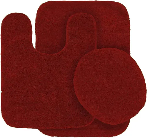 Vista 2 de MK Home Collection - Juego de alfombras de baño, 3 piezas, alfombrilla de contorno y cubierta de tapa, sólido respaldo de goma antideslizante