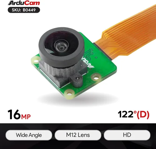 Vista 2 de Arducam para cámara Raspberry Pi 16MP IMX519 módulo de cámara con lente M12 gran angular de 120 ° (D) para Raspberry Pi y OpenHD