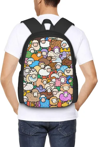 Vista 6 de Colorful Sheep Notebook Backpack Fits 15 Inch Laptop Travel Backpack Rucksack For Men Women