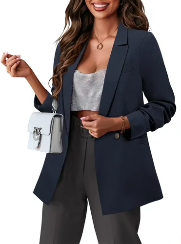 Vista 2 de CRAZY GRID Chaqueta casual para mujer con bolsillos para el trabajo y la oficina