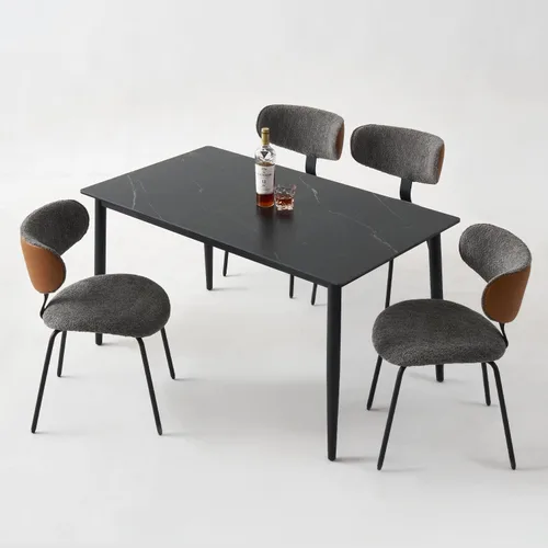 Vista 6 de GrandNoor Modern Boucle - Juego de 2 sillas de comedor de piel sintética, respaldo curvado, sillas de comedor tapizadas con patas de metal