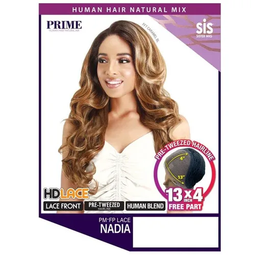 Vista 3 de Zury Sis - Peluca de mezcla de cabello humano 13x4 HD con encaje frontal - PM-FP LACE - NADIA (color: 1 negro azabache)