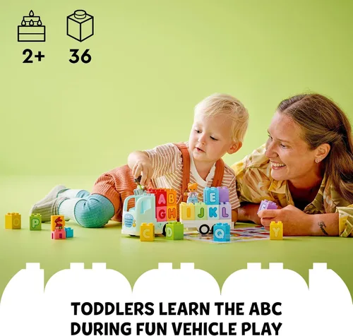 Vista 2 de LEGO DUPLO - Juguete de camión del alfabeto de la ciudad, juguetes educativos y de aprendizaje para niños y niñas en edad preescolar, a partir de 2
