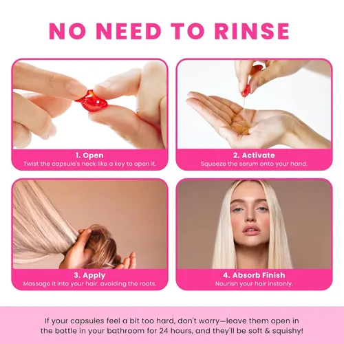 Vista 5 de Cápsulas de aceite para el cabello, vitaminas A, E y Pro B5, suero enriquecido con aceite de argán, macadamia, aceites de aguacate y aceite marroquí