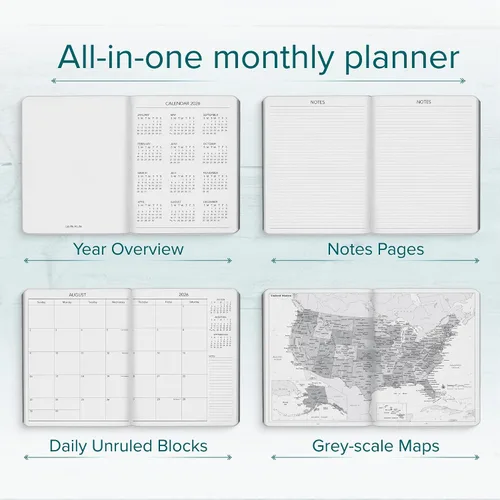 Vista 3 de Harbor Agenda semanal y mensual grande 2025-2026 – Agenda con calendario y cuaderno, piel sintética duradera, 192 páginas, tapa blanda
