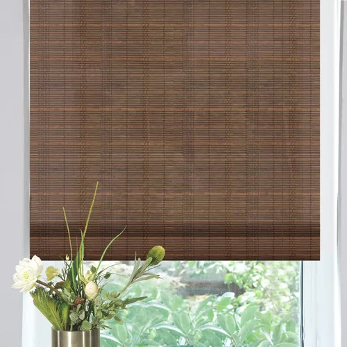 Vista 11 de Persianas romanas de madera personalizadas, persianas opacas forradas de bambú para ventanas y puertas, patrón 1