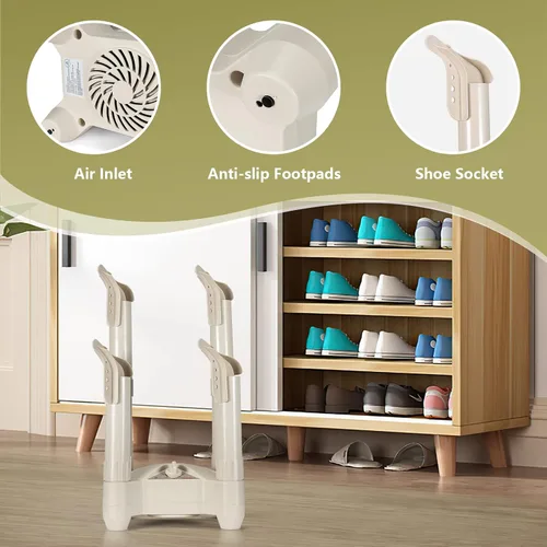 Vista 6 de COSTWAY Secador de zapatos, secador de botas y calentador con temporizador de 0 a 180 minutos, protección contra sobrecalentamiento, secado rápido