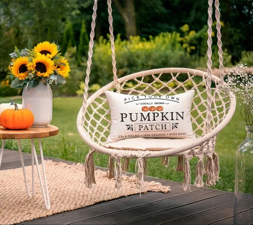 Vista 8 de Fundas de almohada con parche de calabaza otoñal, funda de almohada de cosecha de otoño, 12 x 20 pulgadas, casa de campo