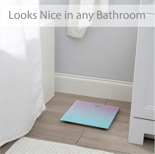 Vista 3 de Bath Bliss Báscula digital de vidrio, baño y hogar, báscula de peso, peso máximo 330 libras (330.7 lbs), en color degradado