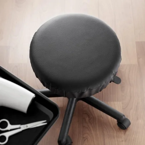 Vista 6 de Saloniture Paquete de 2 fundas redondas para asiento de taburete, funda impermeable de 13-1/2 pulgadas para silla giratoria o taburete de bar