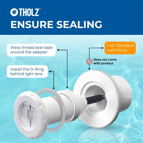 Vista 3 de Tholz® Luz de piscina RGBW - LED ultra brillante - Fácil instalación - Luz de piscina enterrada (10 W, cable de 50 pies)