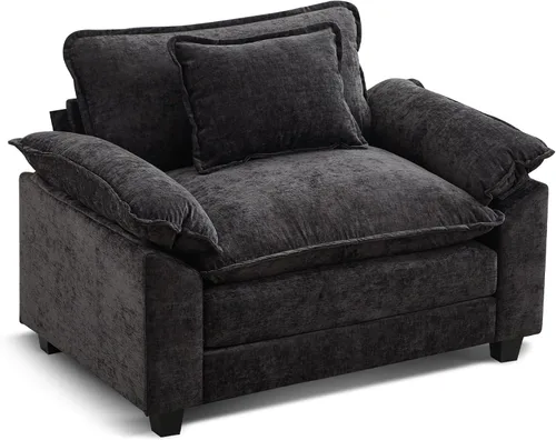 Vista 8 de URRED - Sofá seccional modular tipo nube, cómodo sofá cama de chenilla moderna con asientos profundos y otomán/almohadas para sala de estar