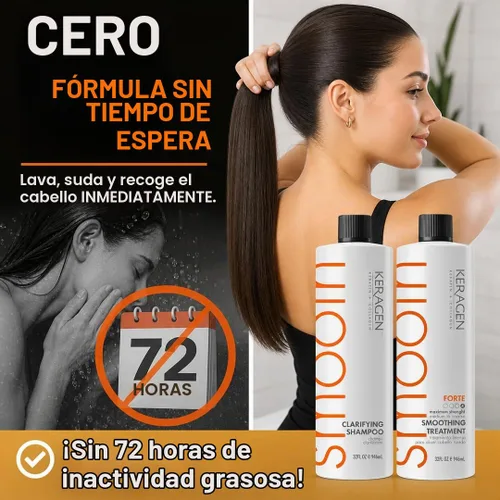 Vista 2 de Keragen - Tratamiento alisador de queratina brasileña, cabello seco y dañado Cruelty free, formaldehyde-free smoothing treatment for dry, curly