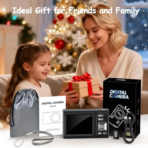Vista 6 de JDZ Cámara digital 4K para fotografía con enfoque automático, cámara de vlogging de 48MP para YouTube, zoom 16X retro estilo CCD cámara compacta