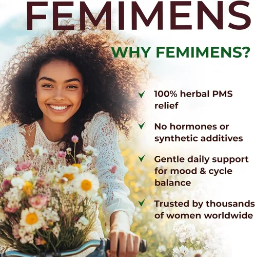 Vista 4 de FEMIMENS - Suplemento de apoyo para el síndrome premenstrual para mujeres - Alivio del síndrome premenstrual para mujeres y alivio de calambres
