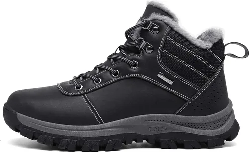 Vista 2 de Botas de invierno impermeables de cuero para hombre zapatos de senderismo para exteriores