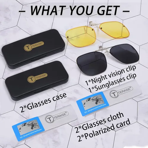 Vista 7 de TERAISE Gafas de sol con clip abatibles polarizadas HD unisex para exteriores conducción UV400