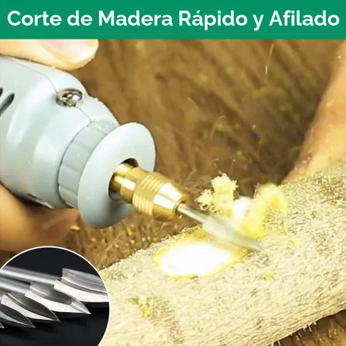 Vista 3 de Juego de brocas de tallado de madera para Dremel, herramienta rotativa, 5 piezas, accesorios de taladro de grabado, broca de madera, manualidades