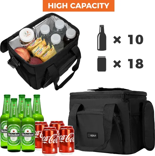 Vista 2 de OPUX Bolsa de enfriador suave, bolsa de almuerzo plegable aislada para hombres, trabajo, camping, playa, viaje, portátil, de lado suave