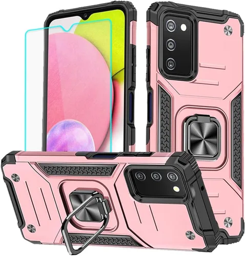 Vista 11 de HNHYGETE Funda para Samsung Galaxy A03s, Samsung A03s, con protector de pantalla HD, soporte giratorio de grado militar de 360° (resistente) a Negro
