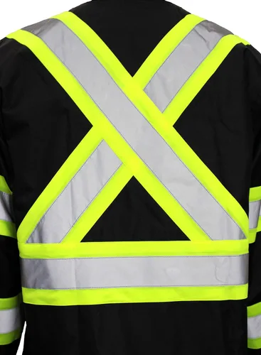 Vista 6 de TBK66 - Traje de lluvia clase 3, chaqueta, pantalones de alta visibilidad, parte inferior negra reflectante con patrón en X (juego de 3, S)