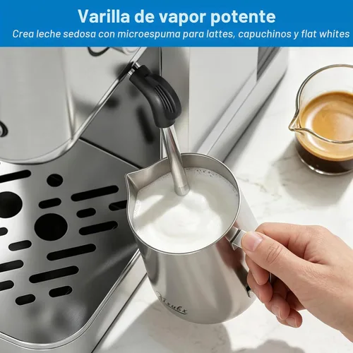 Vista 5 de XIXUBX Máquina de café expreso en frío con espumador de leche, gris Brushed Silver