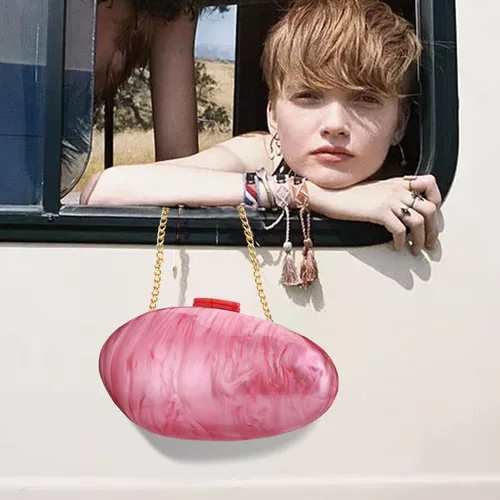 Vista 6 de Gets Monederos y bolsos de acrílico para mujer, con forma de concha, bolso cruzado con cadena, bolso de mano para boda y noche