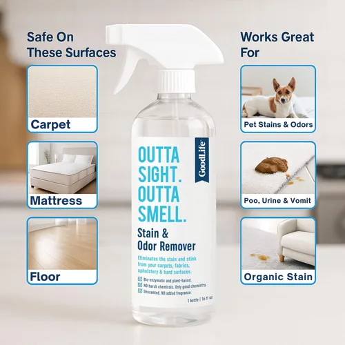 Vista 2 de Spray natural para eliminar olores y manchas, sin perfume, a base de plantas, limpiador seguro para niños y mascotas, respetuoso con el medio