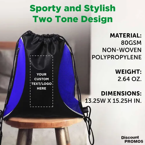 Vista 26 de DISCOUNT PROMOS Juego de mochilas con cordón no tejidas personalizadas de 10/50/100, paquete personalizado a granel