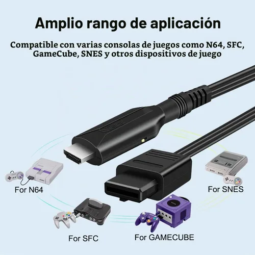 Vista 2 de Adaptador convertidor N64 a HDMI compatible con salida de audio y video, cable de enlace HDMI para modos N64, Plug and Play, compatible con pantalla