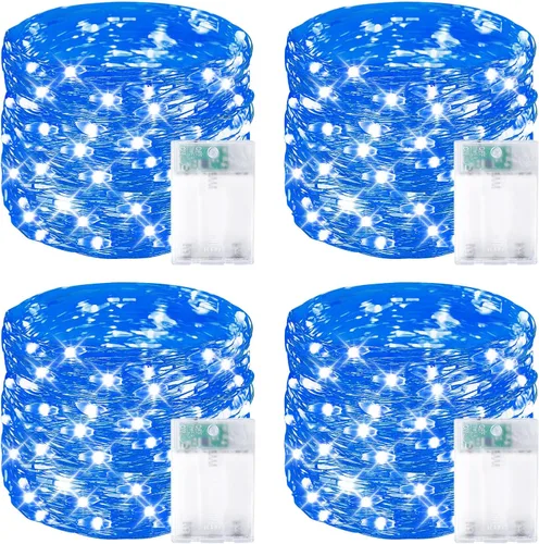 Vista 28 de Serie de luces LED RGB parpadeantes que cambian de color, funciona con pilas, para decoración de interiores y exteriores, con temporizador y control