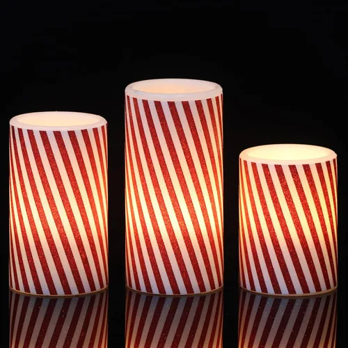 Vista 15 de Velas de Cristal sin Llama de Árbol de Navidad con Control Remoto Temporizador Operadas con Batería Cera Real Mecha 3D LED Parpadeantes Velas