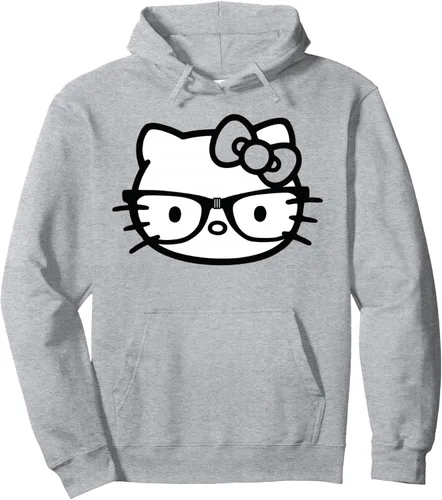 Vista 3 de Hello Kitty Sudadera con capucha de gafas nerd en blanco y negro