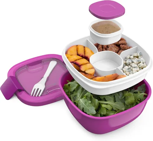 Vista 11 de Contenedor de almuerzo, ecológico y sin BPA de Bentgo Salad para ensaladas y otros aperitivos para llevar, Azul Recipiente para aderezo a prueba