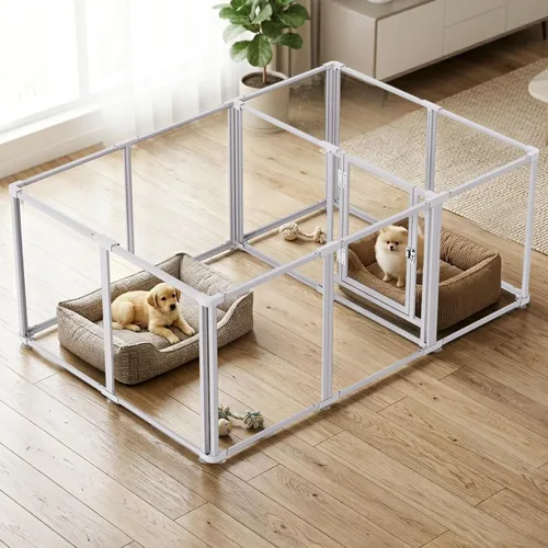 Vista 10 de Clear Acrylic Dog Play Pen Indoor (White, 23.6H, 8)