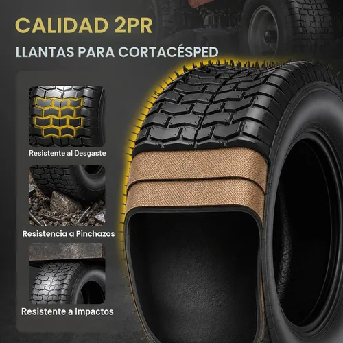 Vista 3 de TUFFIOM Juego de 2 neumáticos para cortacésped de 15 x 6.00-6, neumáticos de césped 2PR, neumáticos de tractor de césped, jardín, compatibles