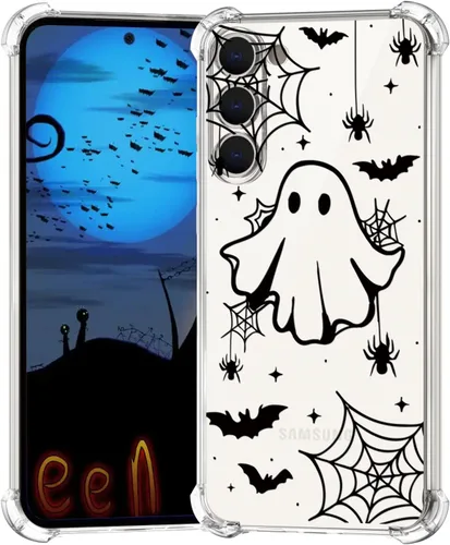 Vista 18 de Funda de Halloween para Google Pixel 6A transparente con diseños de murciélagos fantasmas, funda para teléfono para niñas, elegante, delgada, a