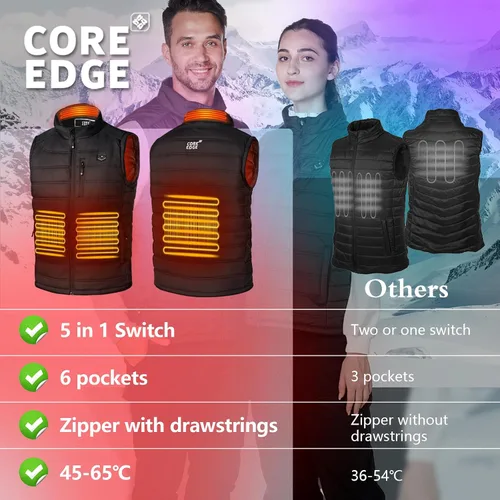 Vista 2 de COREEDGE Heated Vest for Women,Electric Heating Vest, 5 in 1 Smart Controller with Rechargeable 10000mAh Battery
