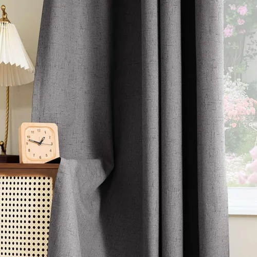 Vista 49 de H.VERSAILTEX Cortina 100% opaca para dormitorio, 63 pulgadas de largo, con ojales, cara de lino, bloqueo de luz completa, cortina para sala de Arena