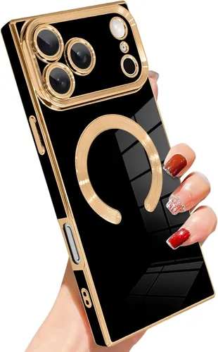 Vista 54 de SAKUULO - Funda magnética rectangular de lujo para iPhone 12 Pro Max, color negro
