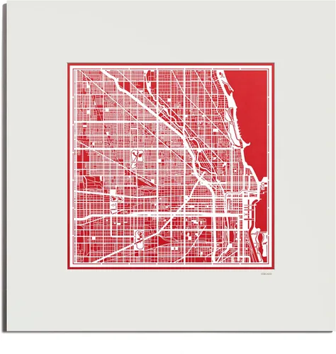 Vista 46 de O3 Design Studio San Diego, CA Paper Cut Map Matted Grey 20x20 in Paper Art